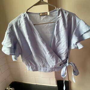 Baby Blue Cropped Wrap Top